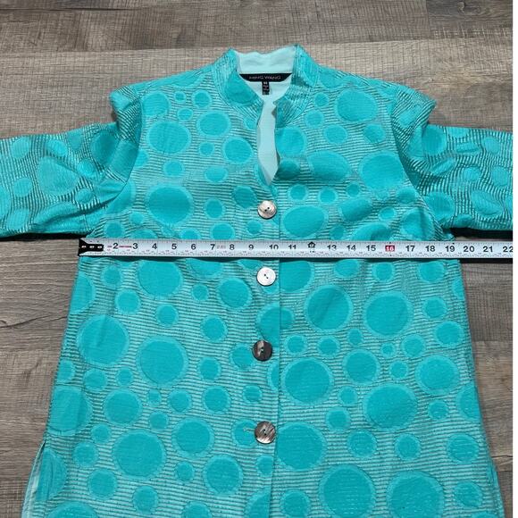 Ming Wang XS Button Up Jacket Top 3/4 Sleeve Art Polka Dot Luxury Designer Glam - Picture 8 of 9